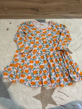 Hanna Andersson Pink Dress with Orange 🍊 Print